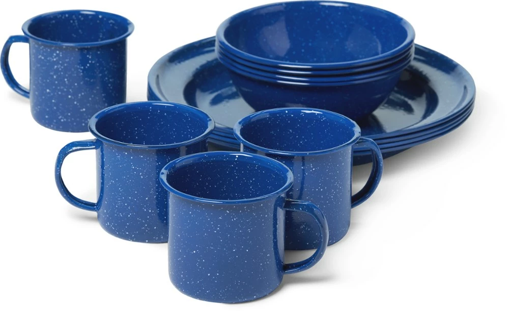 Mountain Summit Gear 4-Person Enamel Tableware Set - Blue