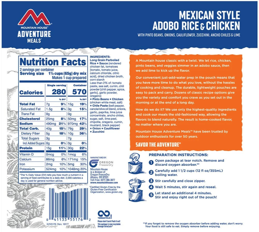 Mountain House Mexican Style Adobo Rice & Chicken - 2 Servings - Image 2
