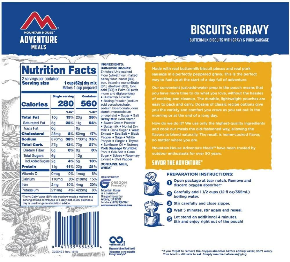 Mountain House Biscuits & Gravy - 2 Servings - Image 2