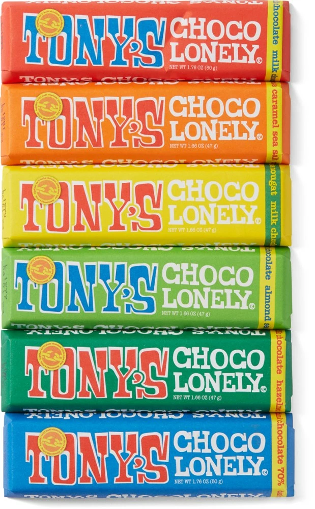 Tony's Chocolonely Chocolate Bars Rainbow Tasting Pack - Package of 6