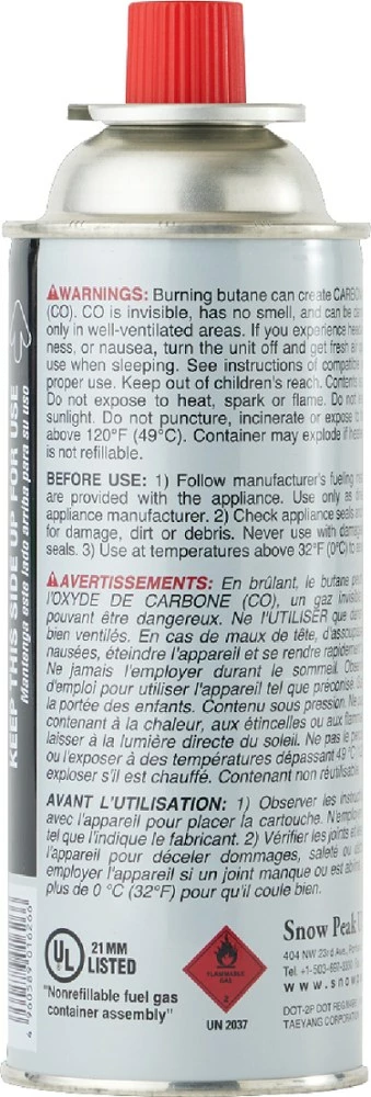 Snow Peak GigaPower Butane Fuel Canister - 250 g - Image 2