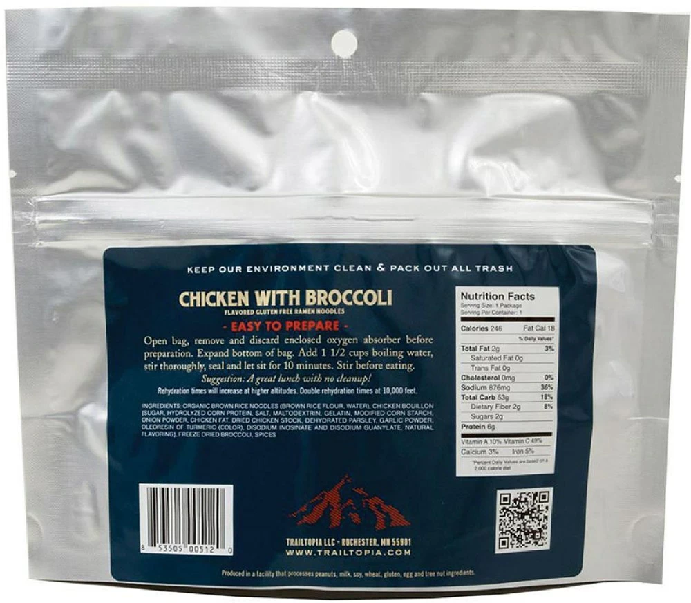 Trailtopia Gluten-Free Ramen Noodles with Chicken Flavor and Broccoli - 1 Serving - Image 2