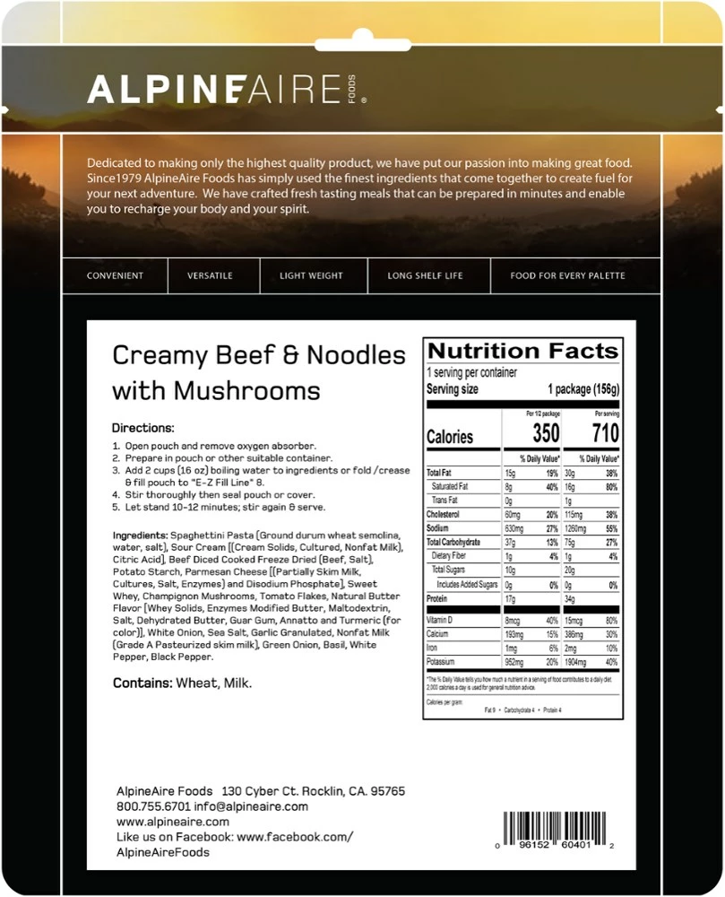 AlpineAire Foods Creamy Beef & Noodles - 1 Serving - None - Image 3