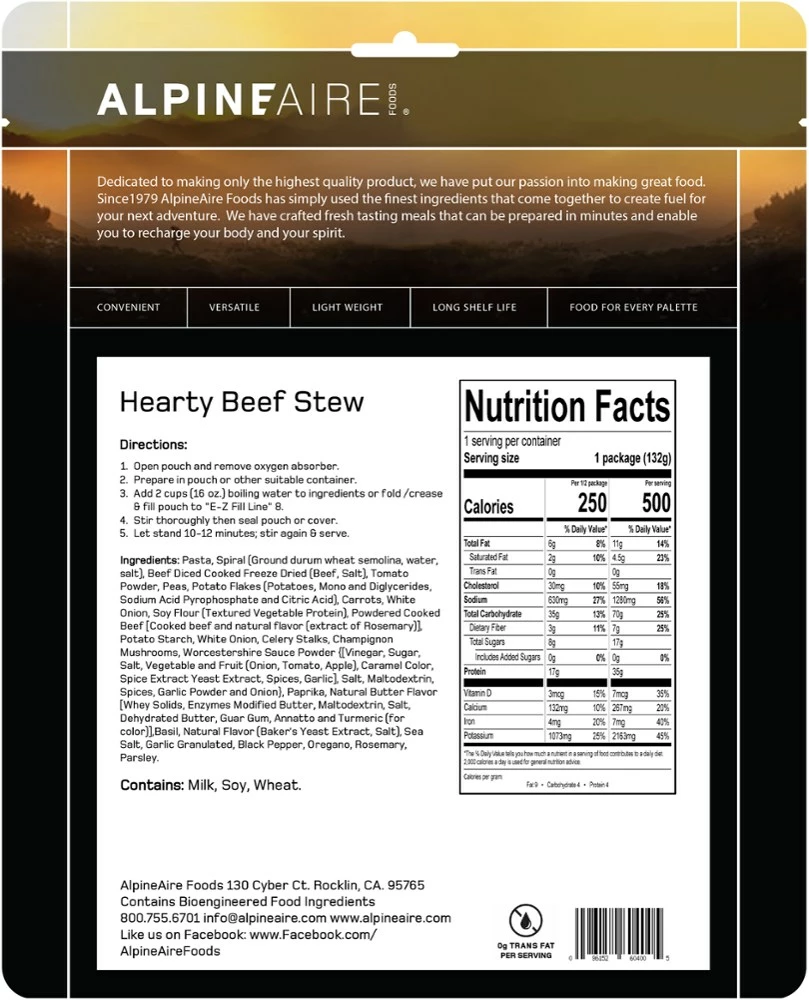 AlpineAire Foods Hearty Beef Stew - 1 Serving - None - Image 3