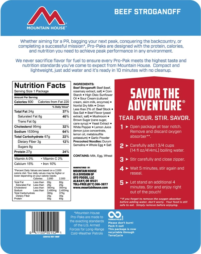 Mountain House Beef Stroganoff Pro-Pak - 1 Serving - None - Image 2