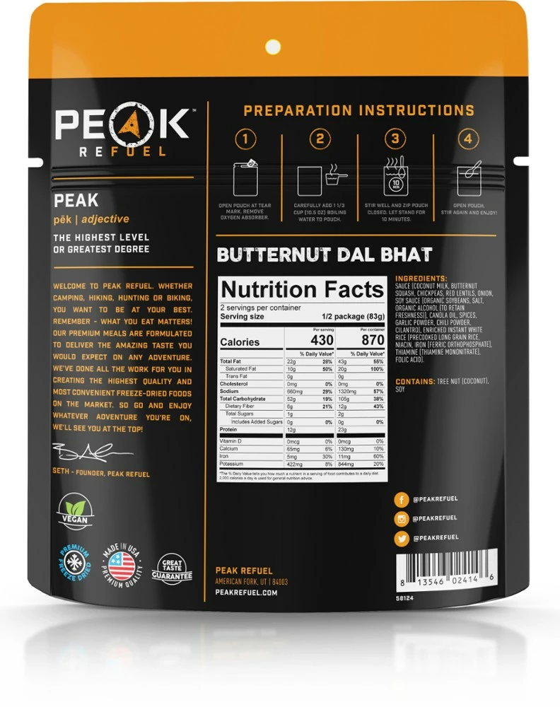 PEAK REFUEL Butternut Dal Bhat - 2 Servings - Image 2