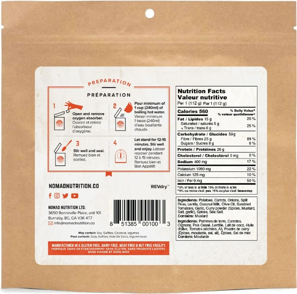 Nomad Nutrition Indian Red Lentil Stew - 1 Serving - None - Image 2