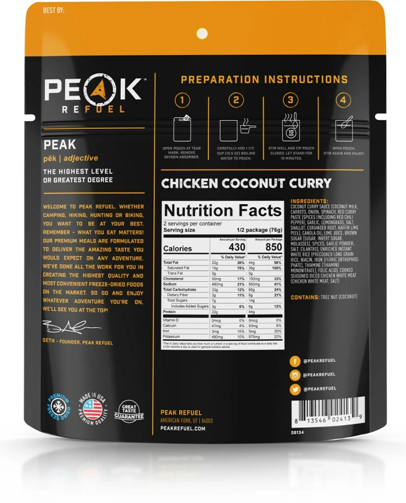 PEAK REFUEL Thai Chicken Coconut Curry - 2 Servings - Image 2