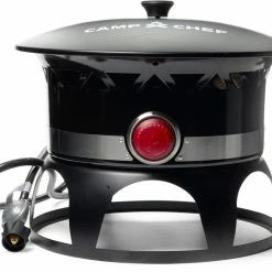 Camp Chef Redwood Gas Fire Pit with Lid and Heat-Dispersing Lava Rocks