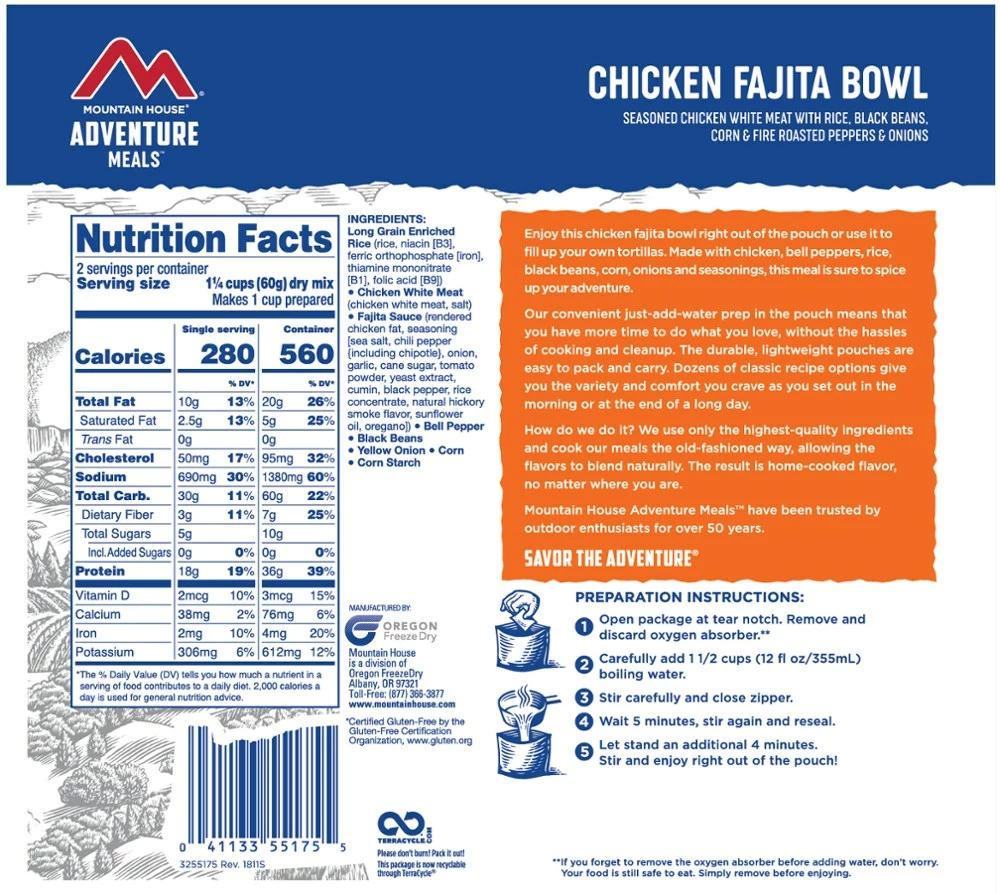 Mountain House Chicken Fajita Bowl - 2 Servings - Image 2