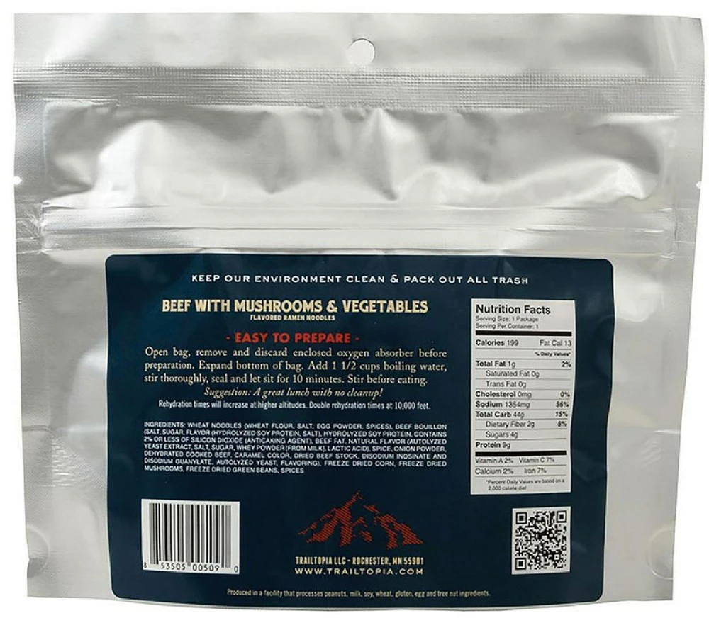 Trailtopia Ramen Noodles with Beef Flavor and Mushrooms and Vegetables - 1 Serving - None - Image 2