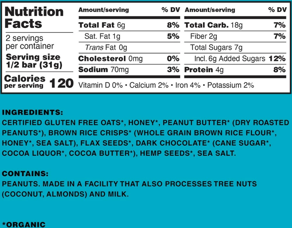 Kate's Real Food Peanut Butter Hemp & Flax Bar - Image 2