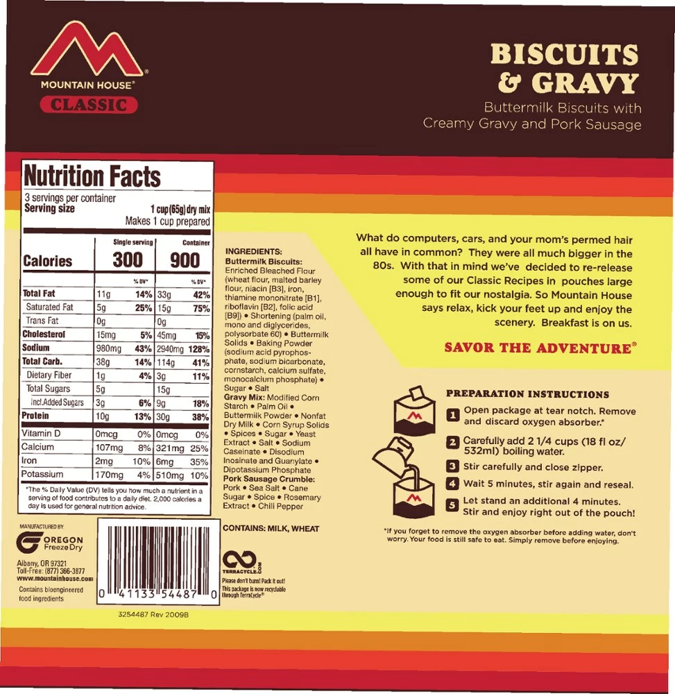Mountain House Classic Biscuits & Gravy - 3 Servings - Image 2
